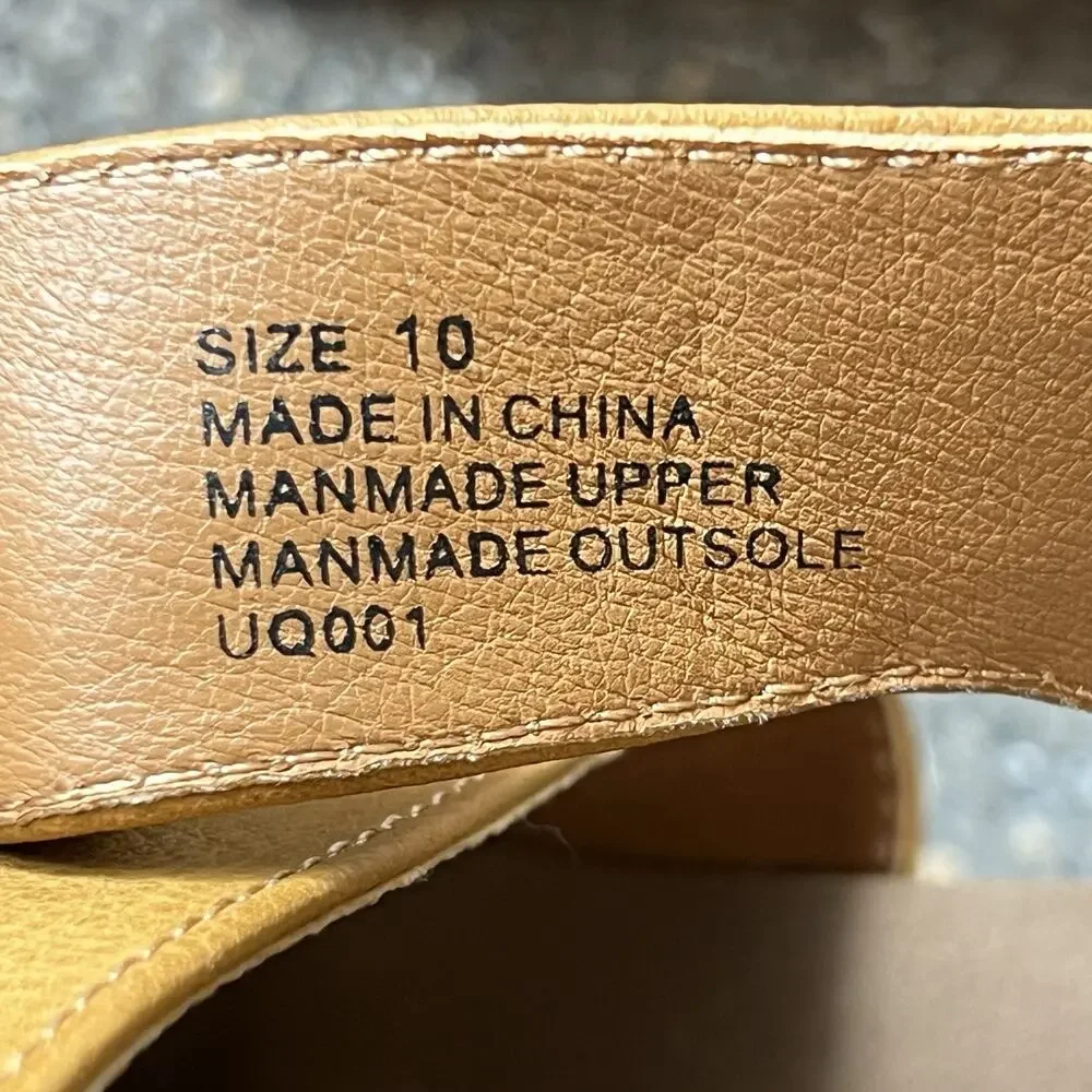 Volatile Mustard Faux Leather Sandals Womens 10 Sling Back Wedge Ankle Strap NEW